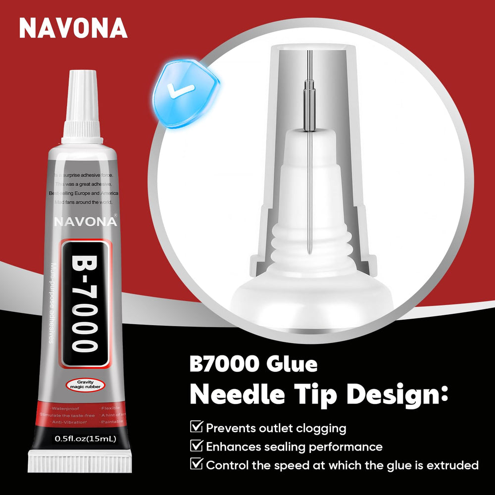 Navona B7000 dries clear with glossy finish for jewelry and nails.