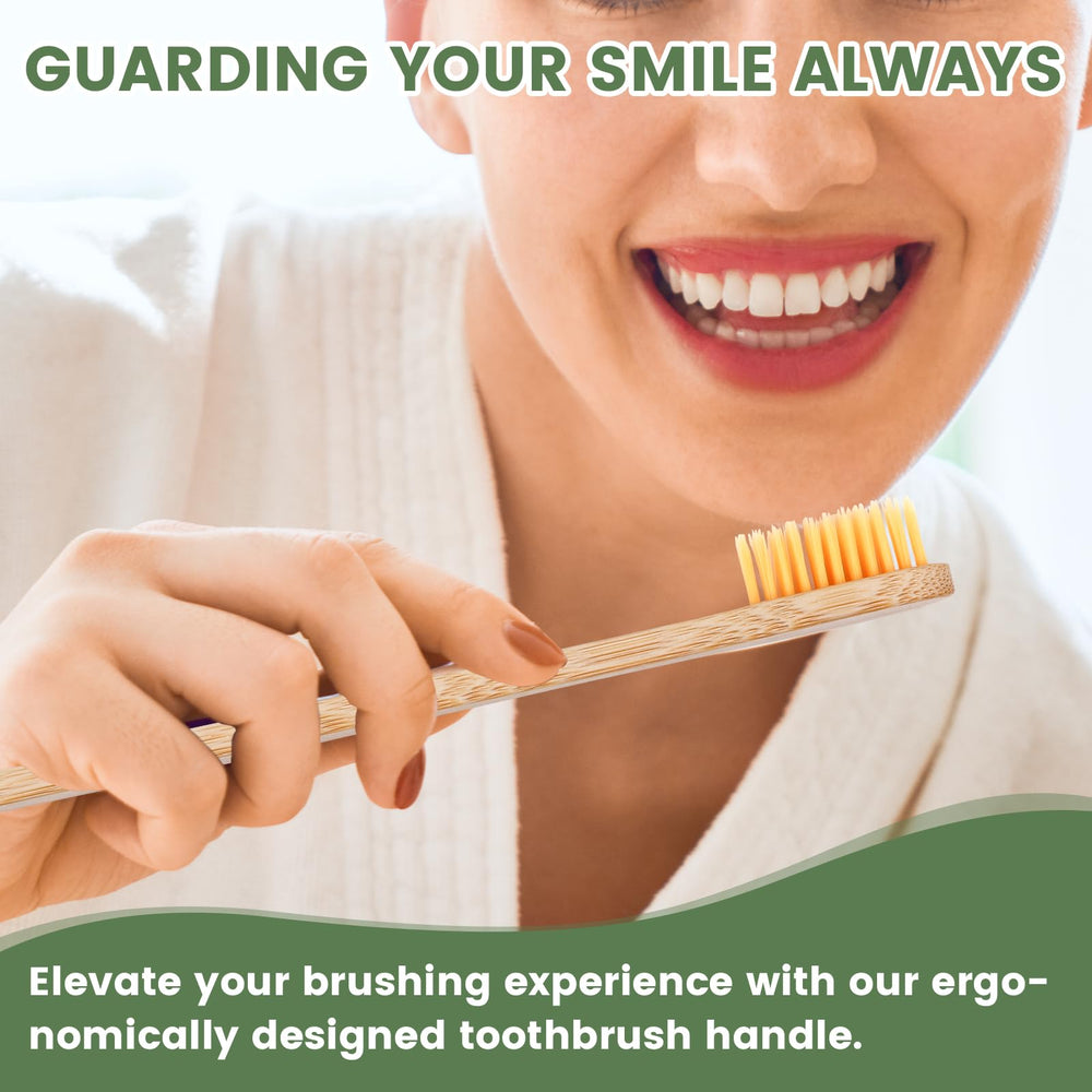 Navona bamboo toothbrushes individually wrapped in a bulk pack for convenience