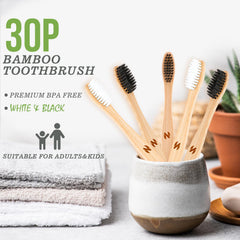 Navona bamboo toothbrush medium bristles closeup for gentle cleaning
