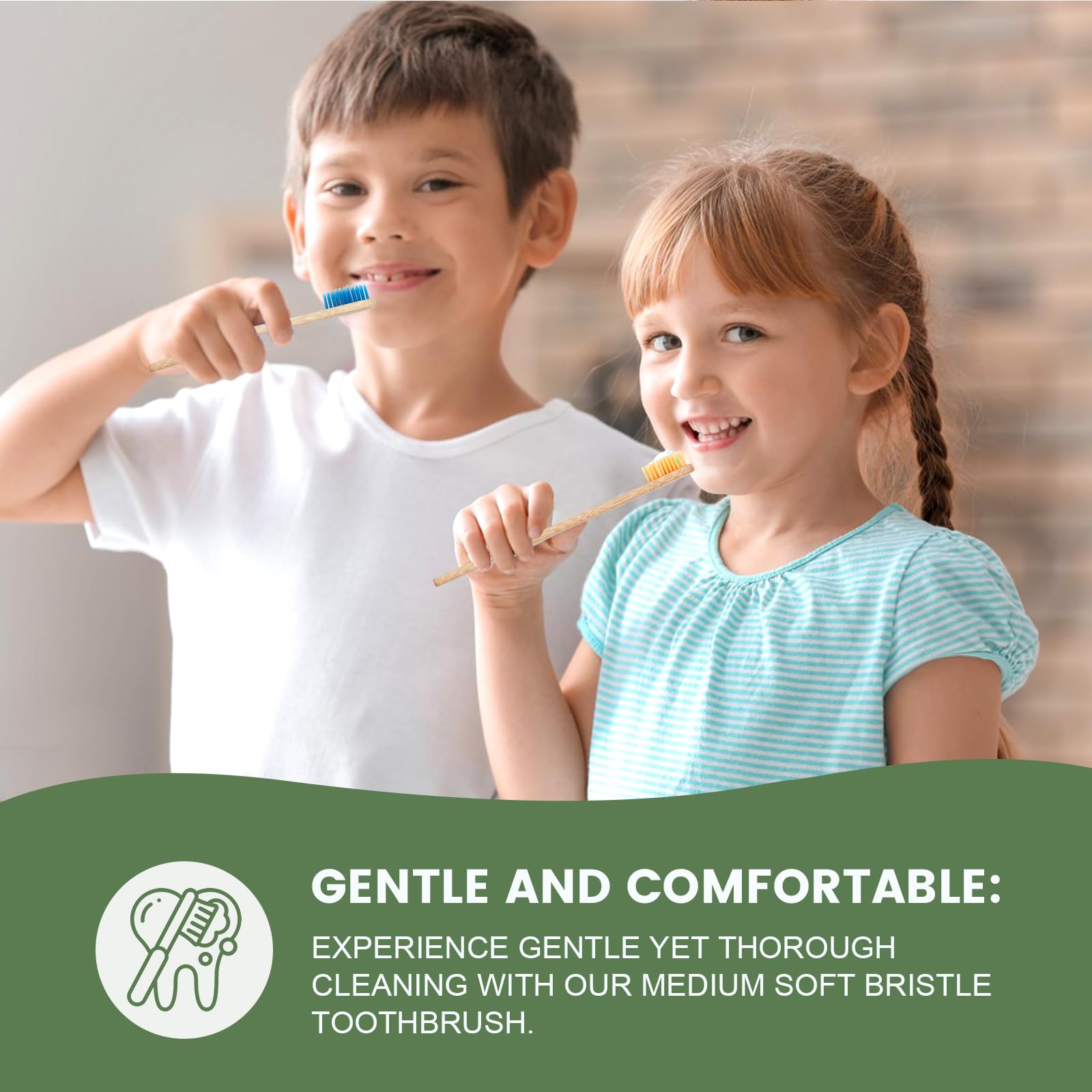 Navona bamboo toothbrush with a smooth natural handle for comfortable grip