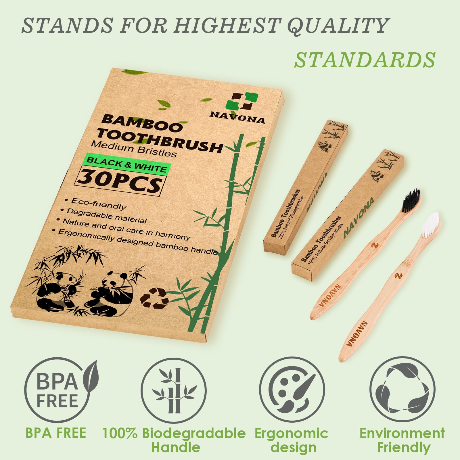 Navona BPA-free bristles closeup for safe daily brushing