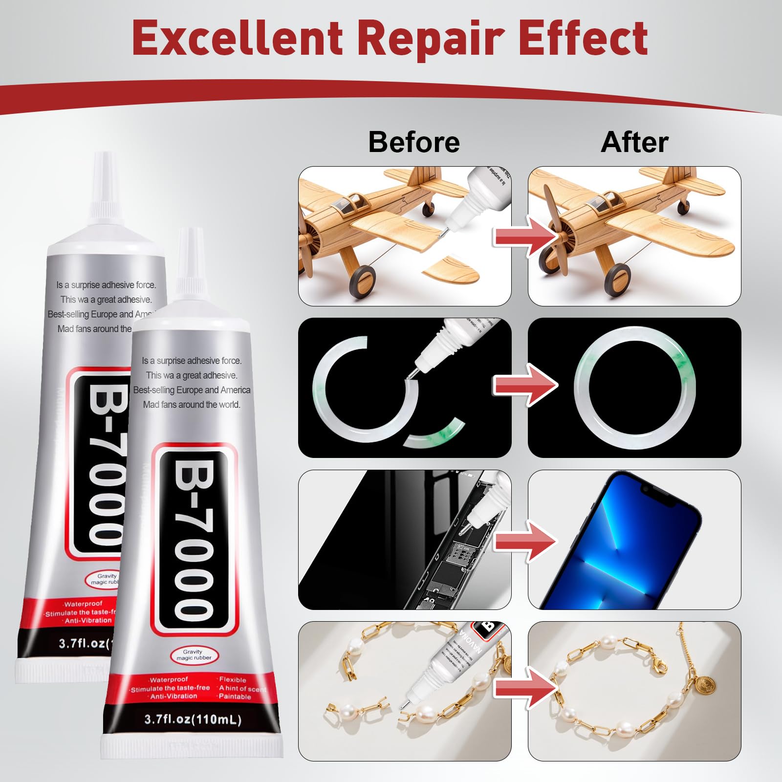 Navona crystal-clear drying glue stays transparent after cure.