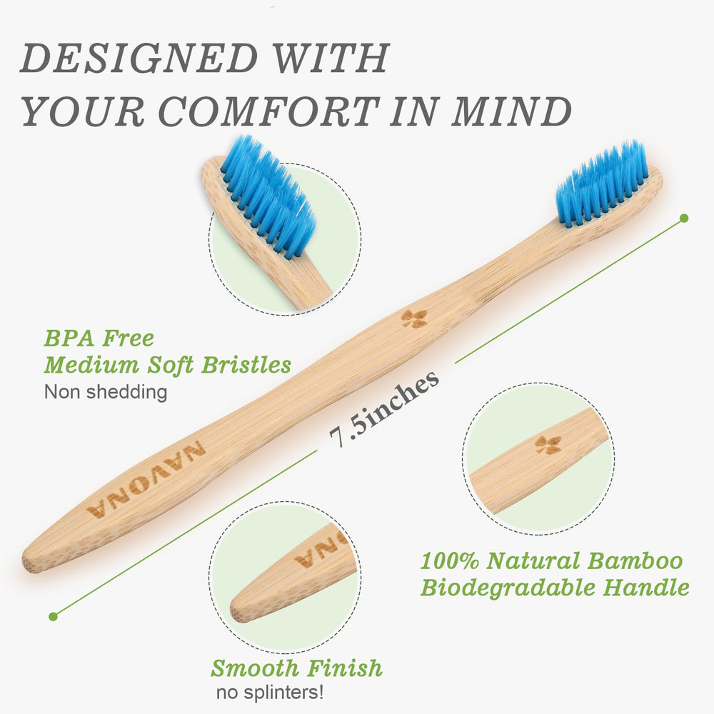 Natural Navona bamboo handle is durable and eco-friendly