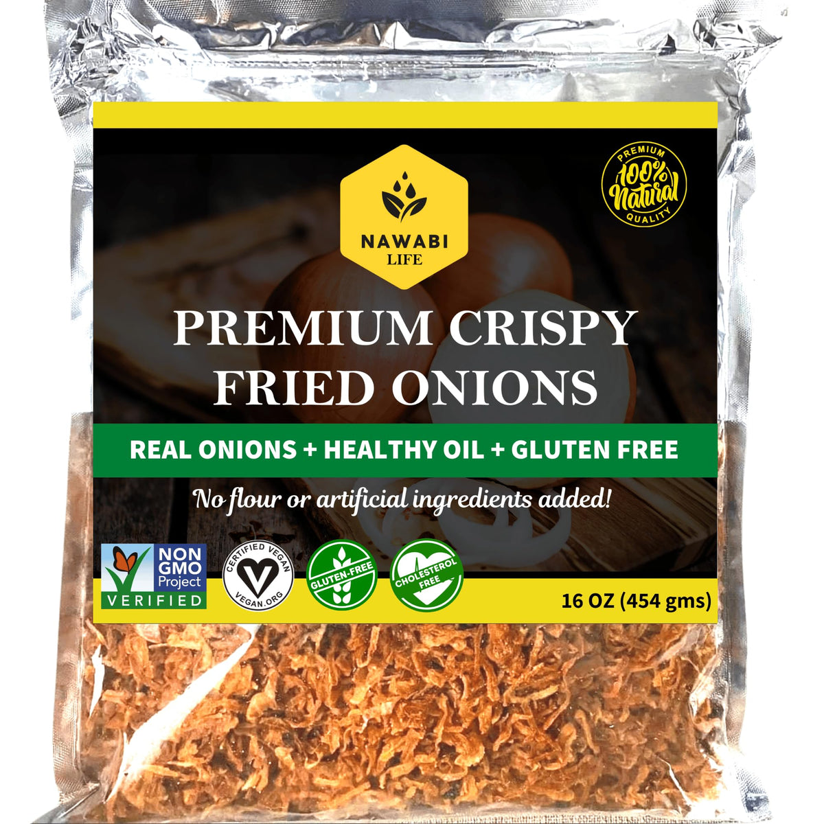 NAWABI LIFE Crispy Fried Onions in packaging add natural crunch to meals