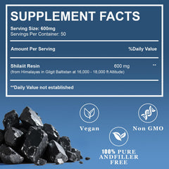 Naypiny Himalayan Shilajit Resin 600mg serving highlights potent daily energy support.