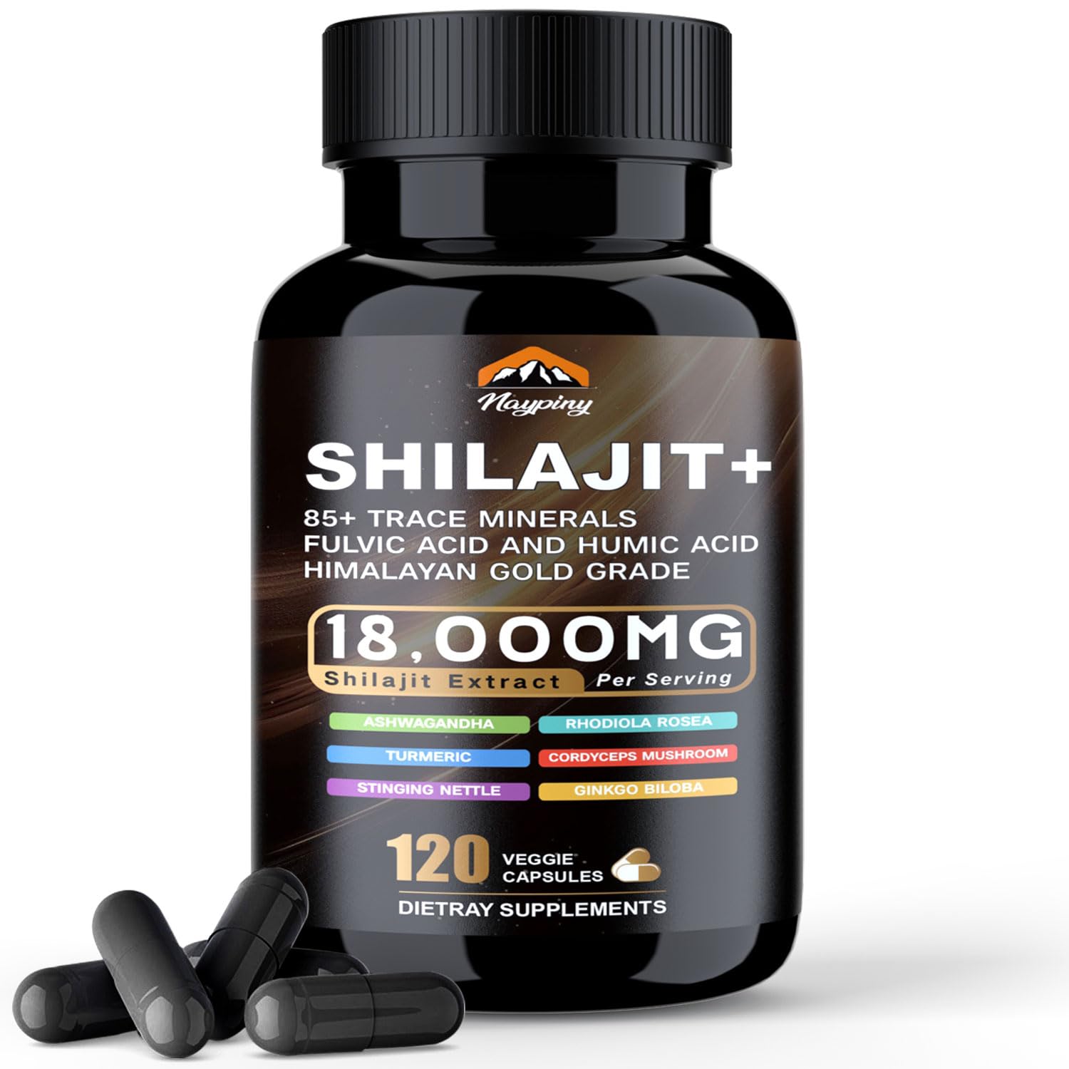 naypiny Shilajit Capsules bottle front showing daily energy support
