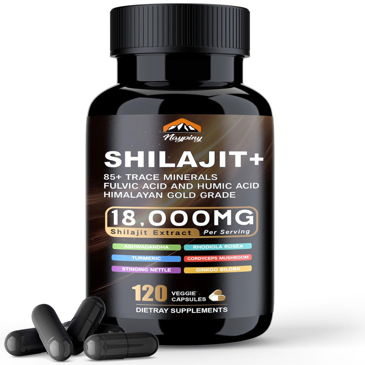 naypiny Shilajit Capsules bottle front showing daily energy support