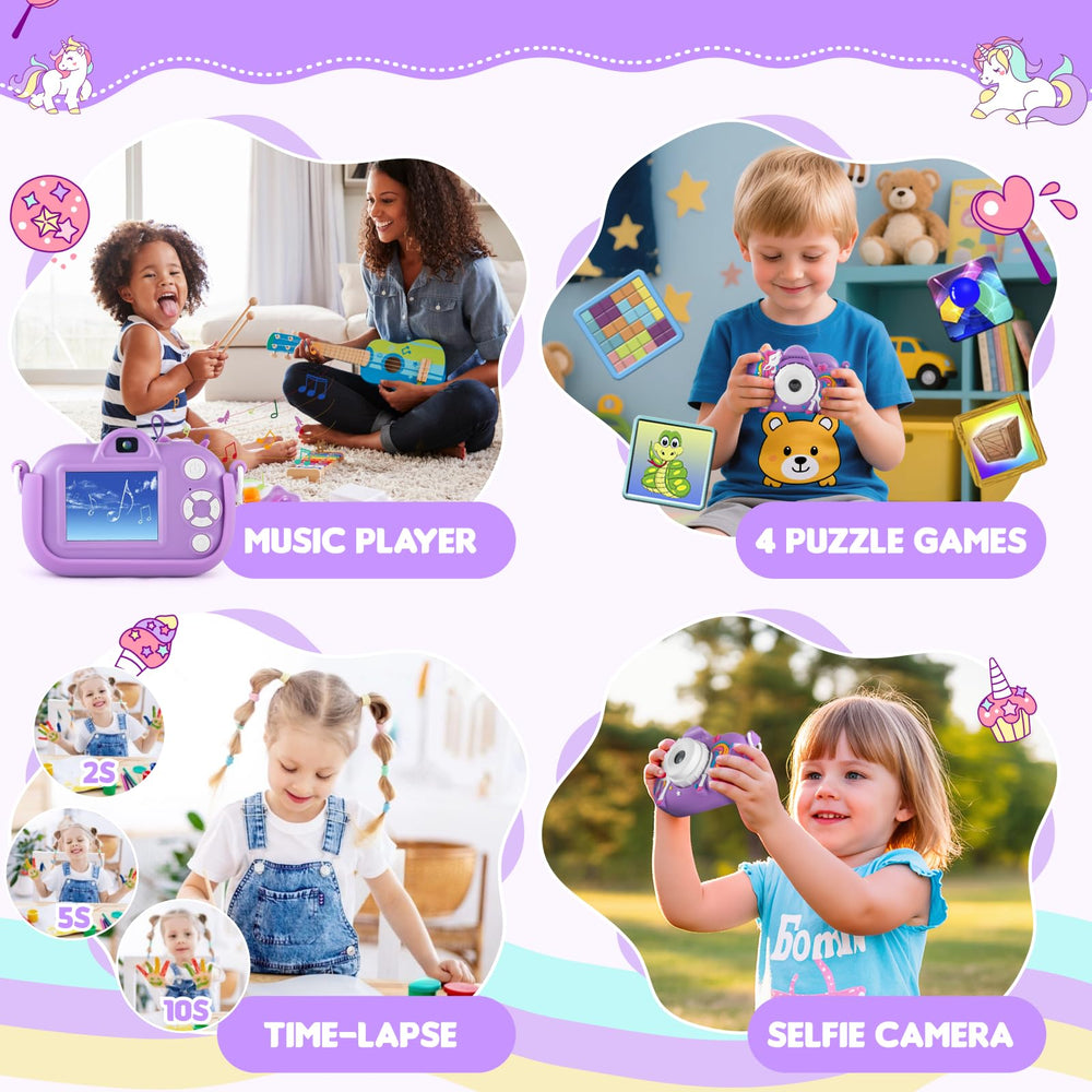 NBKLS Kids Camera 48MP photo capability with creative frames.