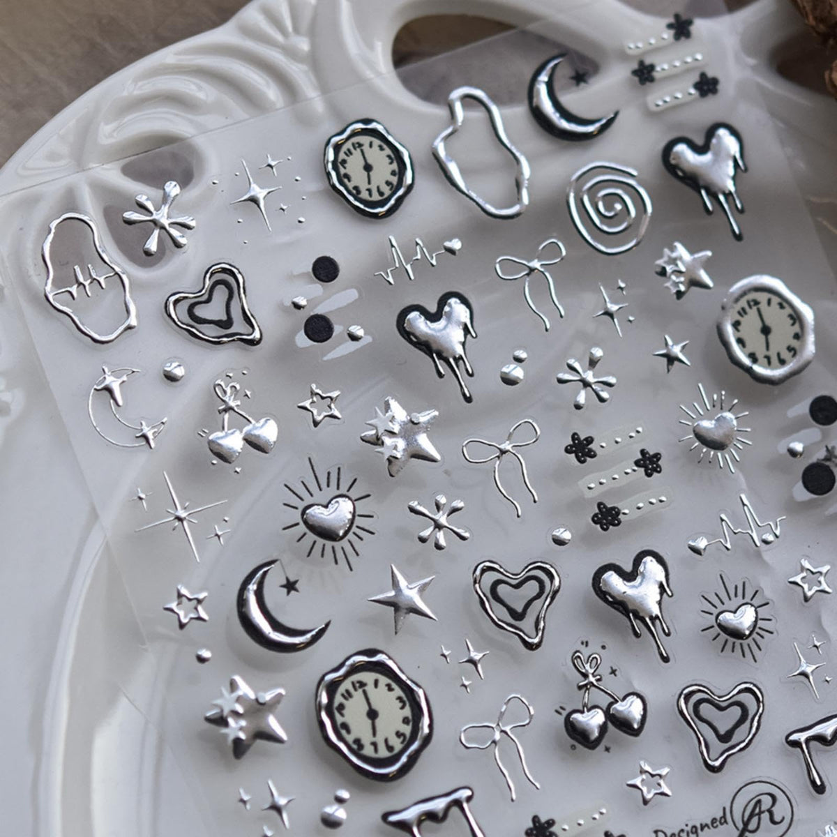 NBNTGH silver heart nail sticker for quick, elegant at-home nail art.