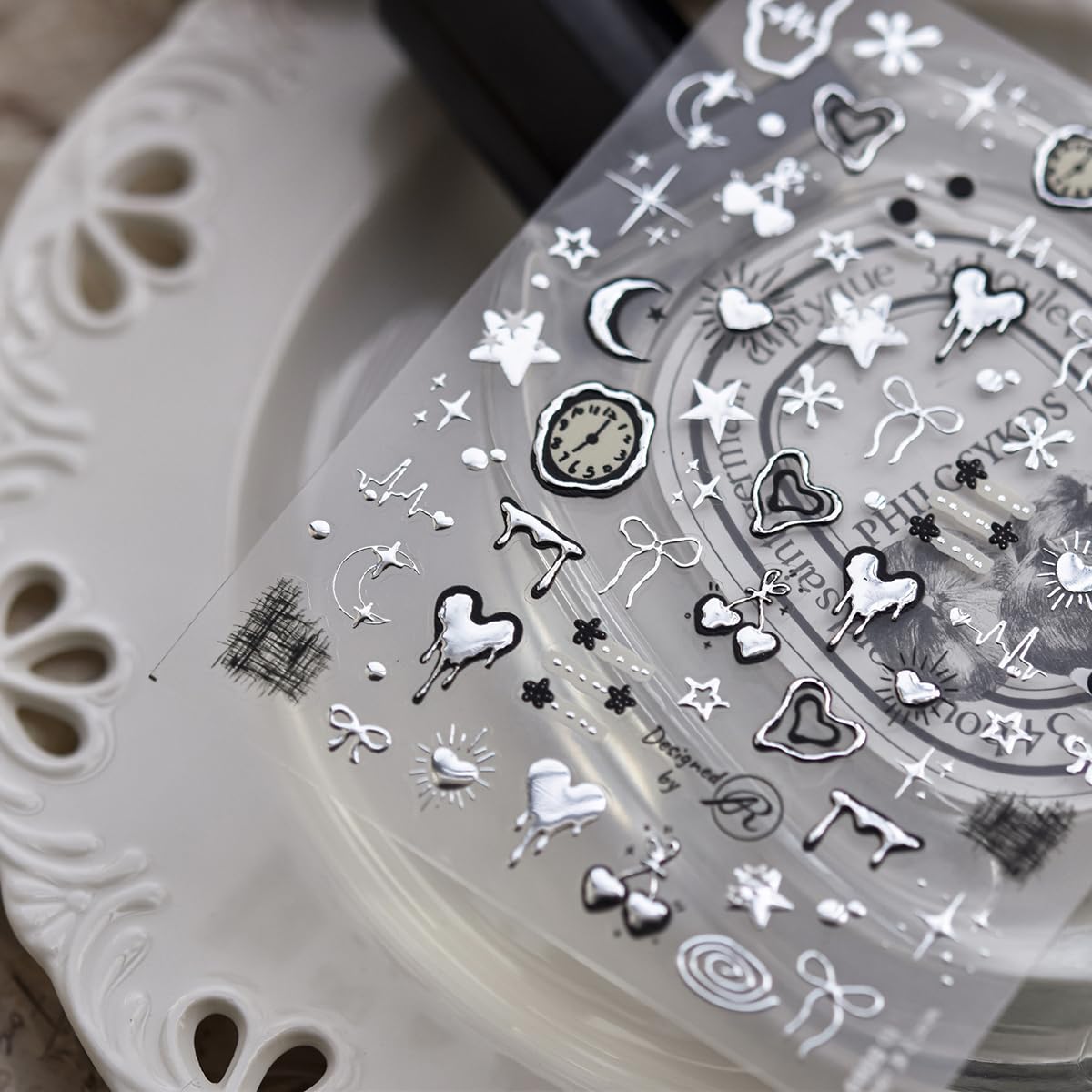 NBNTGH silver star nail sticker adds a stylish accent for daily wear.