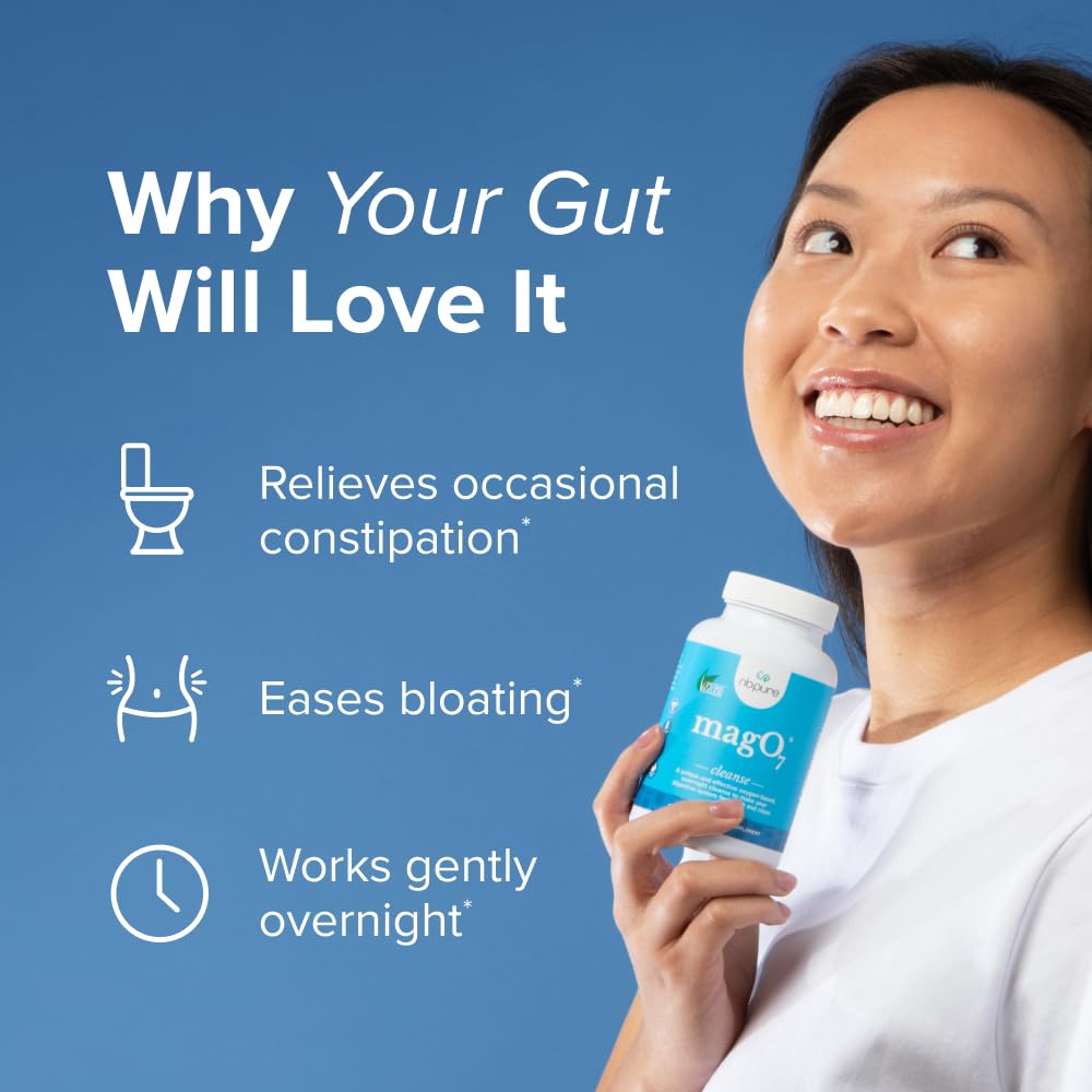 Close-up of nbpure MagO7 capsules, convenient nightly digestive support.