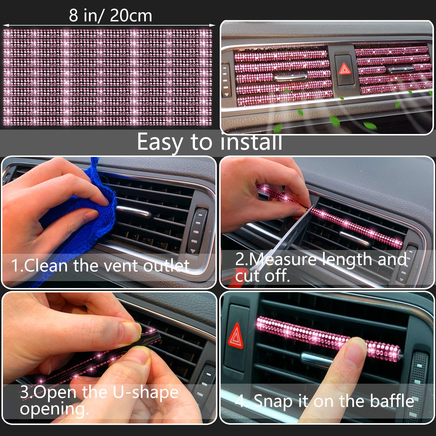 NBTEPEM bling car seat back hooks pink organize the backseat.