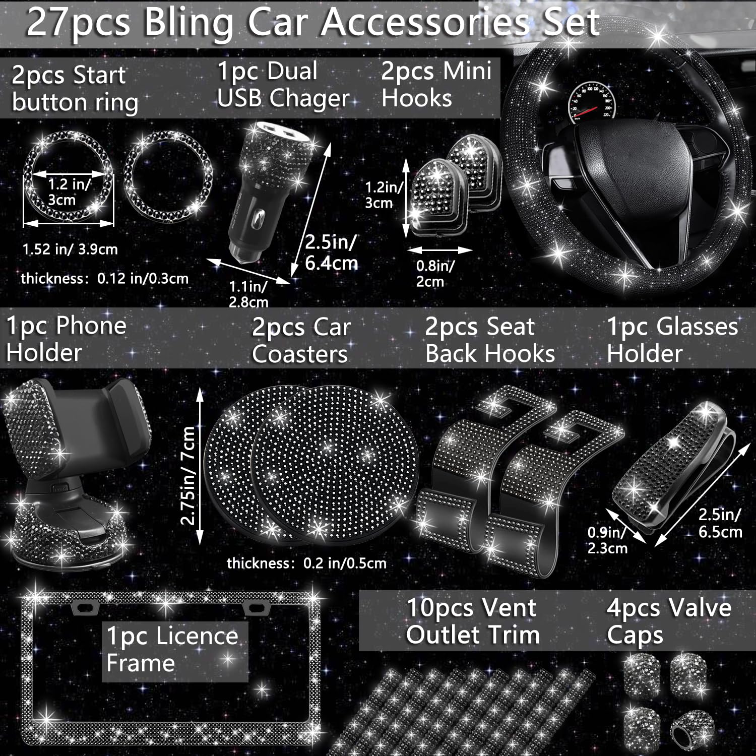 NBTEPEM bling phone holder keeps device accessible and secure while driving