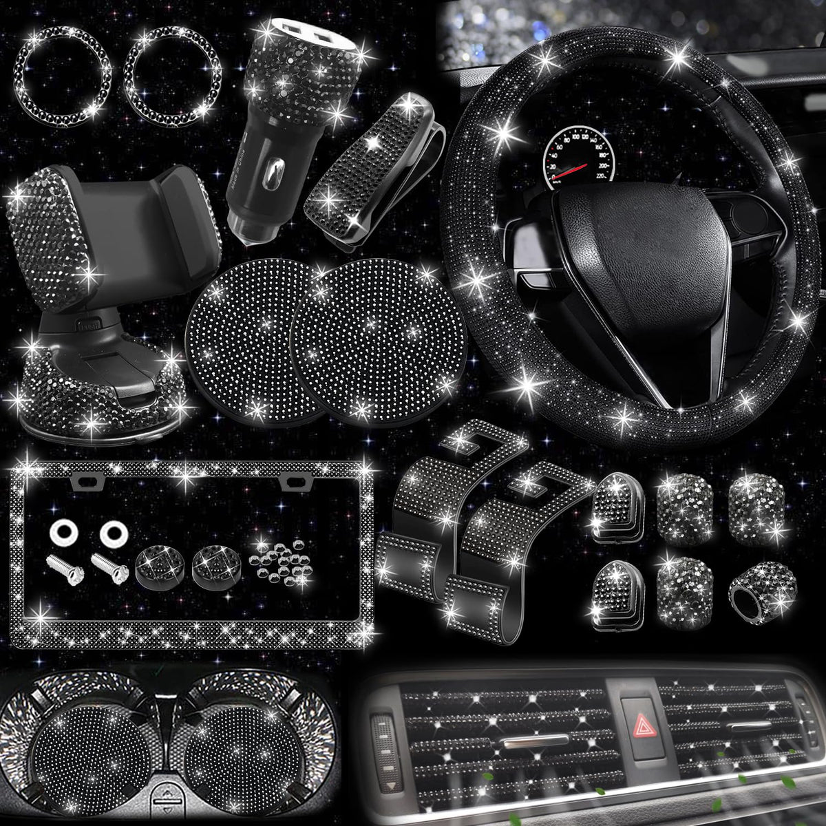 NBTEPEM bling steering wheel cover for luxurious grip and sparkle in the car interior