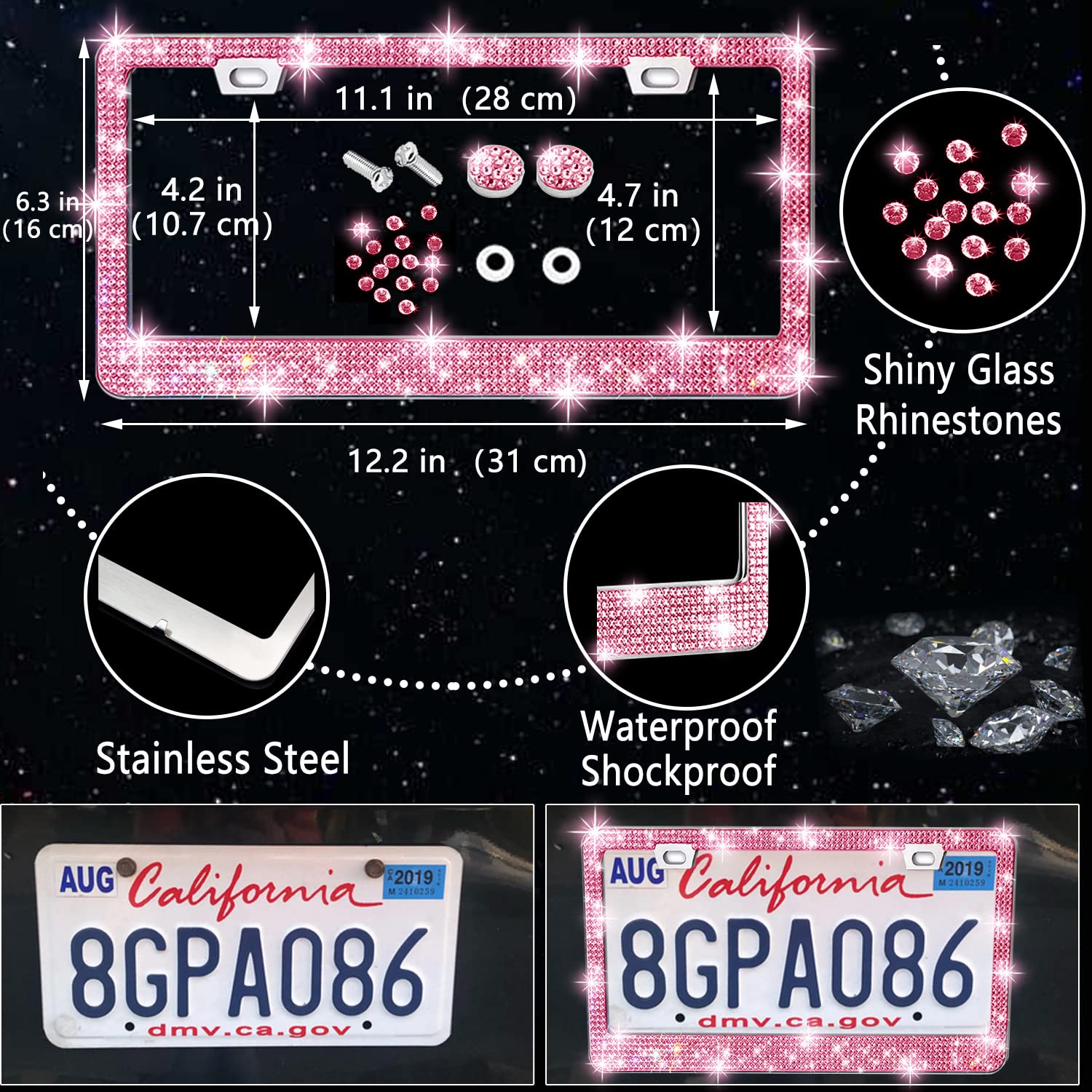 NBTEPEM bling vent outlet trims pink upgrade interior detail.