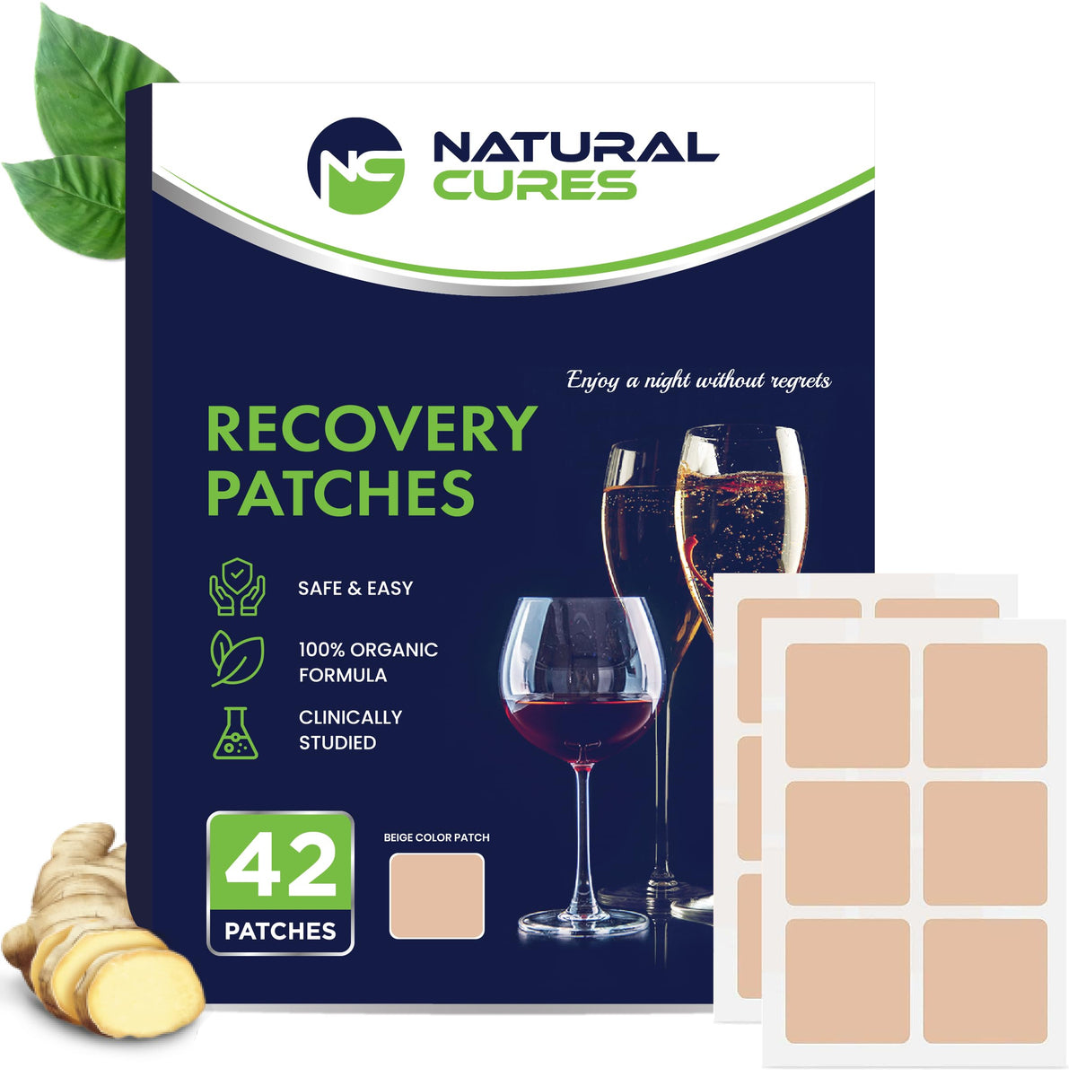 NC Natural Cures Party Recovery Patch pack cover, discreet and travel-ready for on-the-go relief.