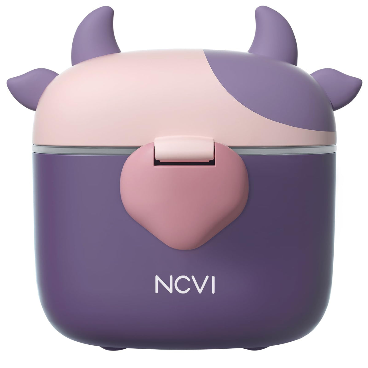 NCVI baby formula dispenser on the go with purple cap for mess-free feeding.