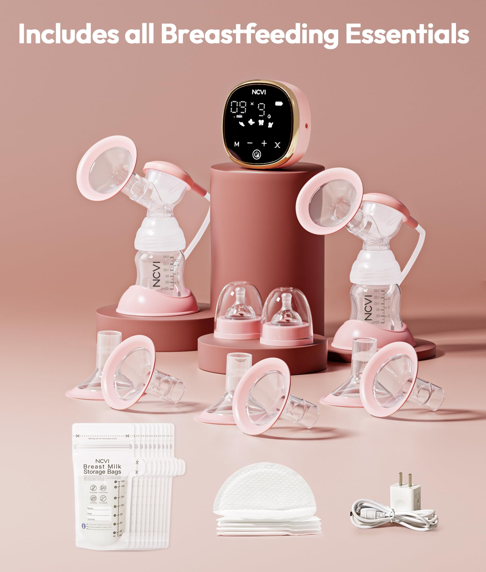 NCVI 8782 silent operation emphasizes 40 dB noise level for baby-friendly pumping.
