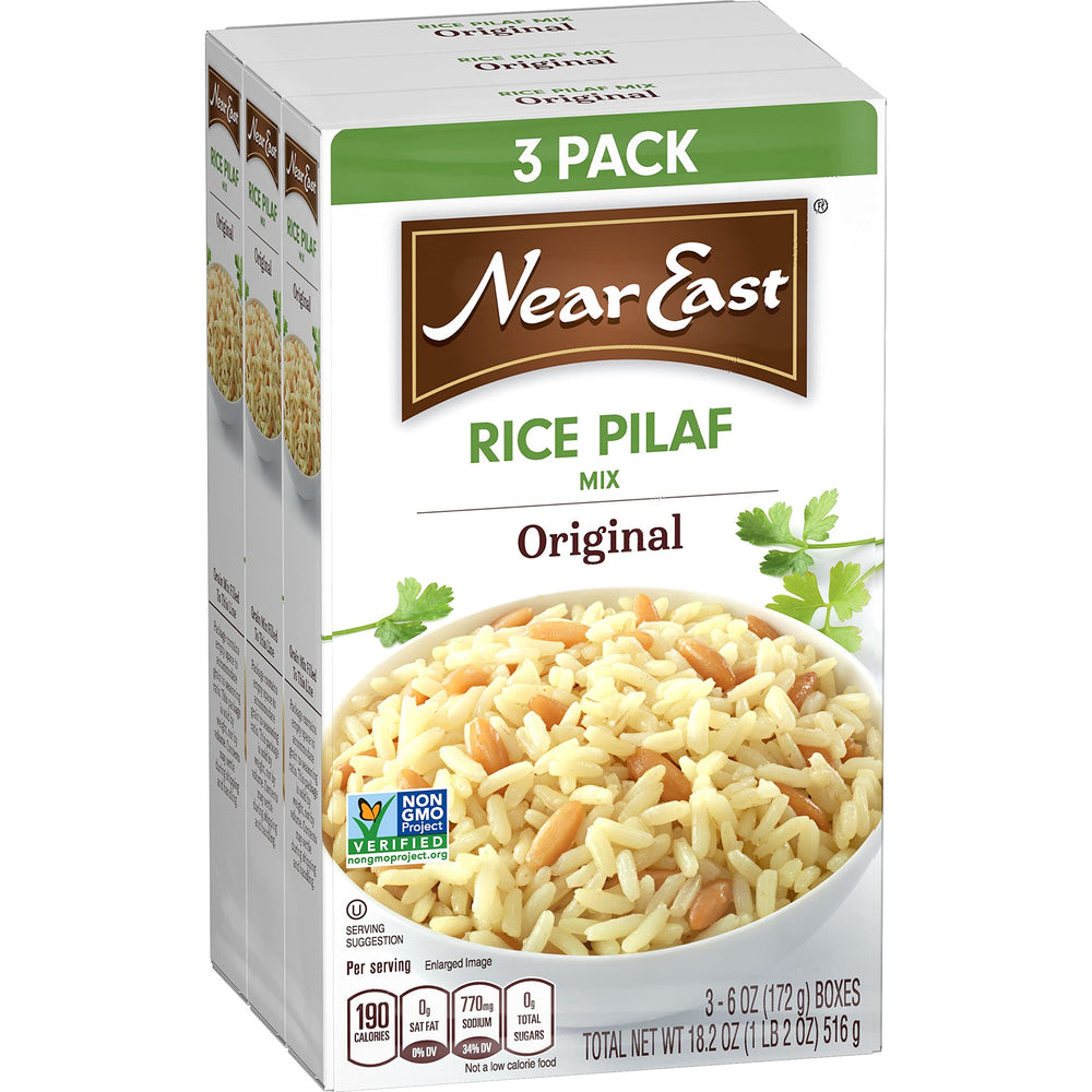 Near East Quaker Rice Pilaf Mix Original box showing packaging and branding.