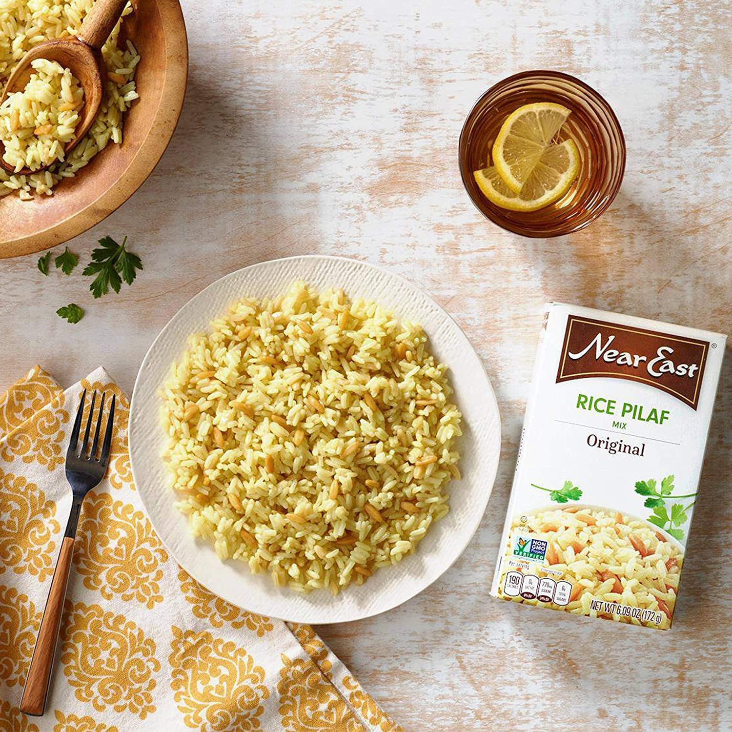Near East Rice Pilaf Original recipe card with simple steps for preparation.
