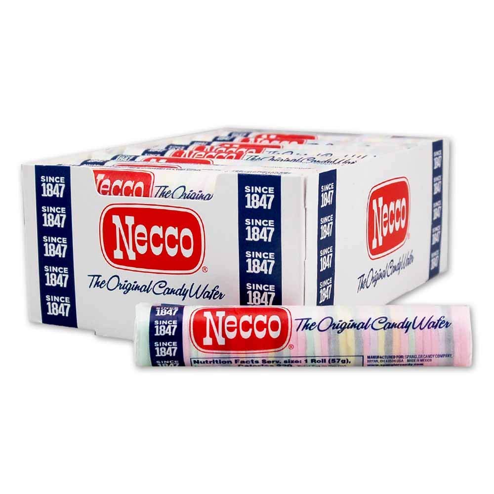 Necco Wafers display pack with eight color flavors for nostalgic snacking