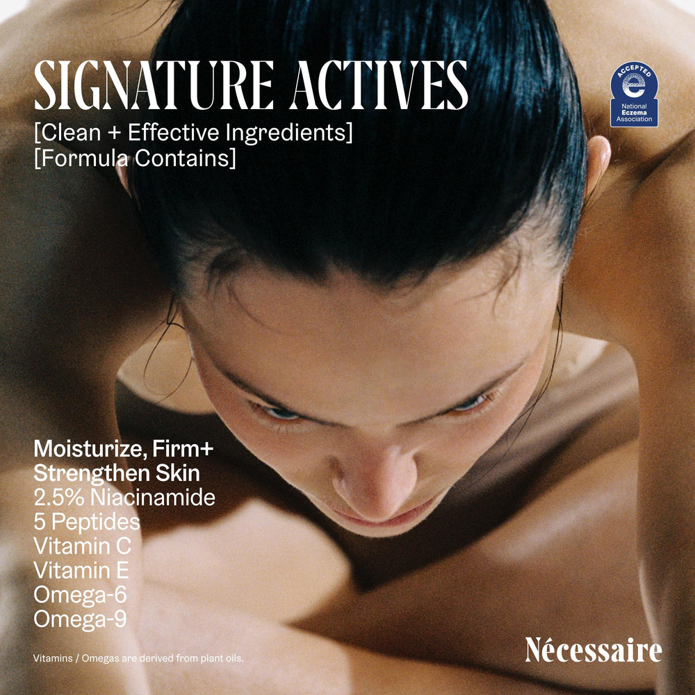 Nécessaire The Body Lotion dermatologist-tested seal indicating suitability for all skin types.