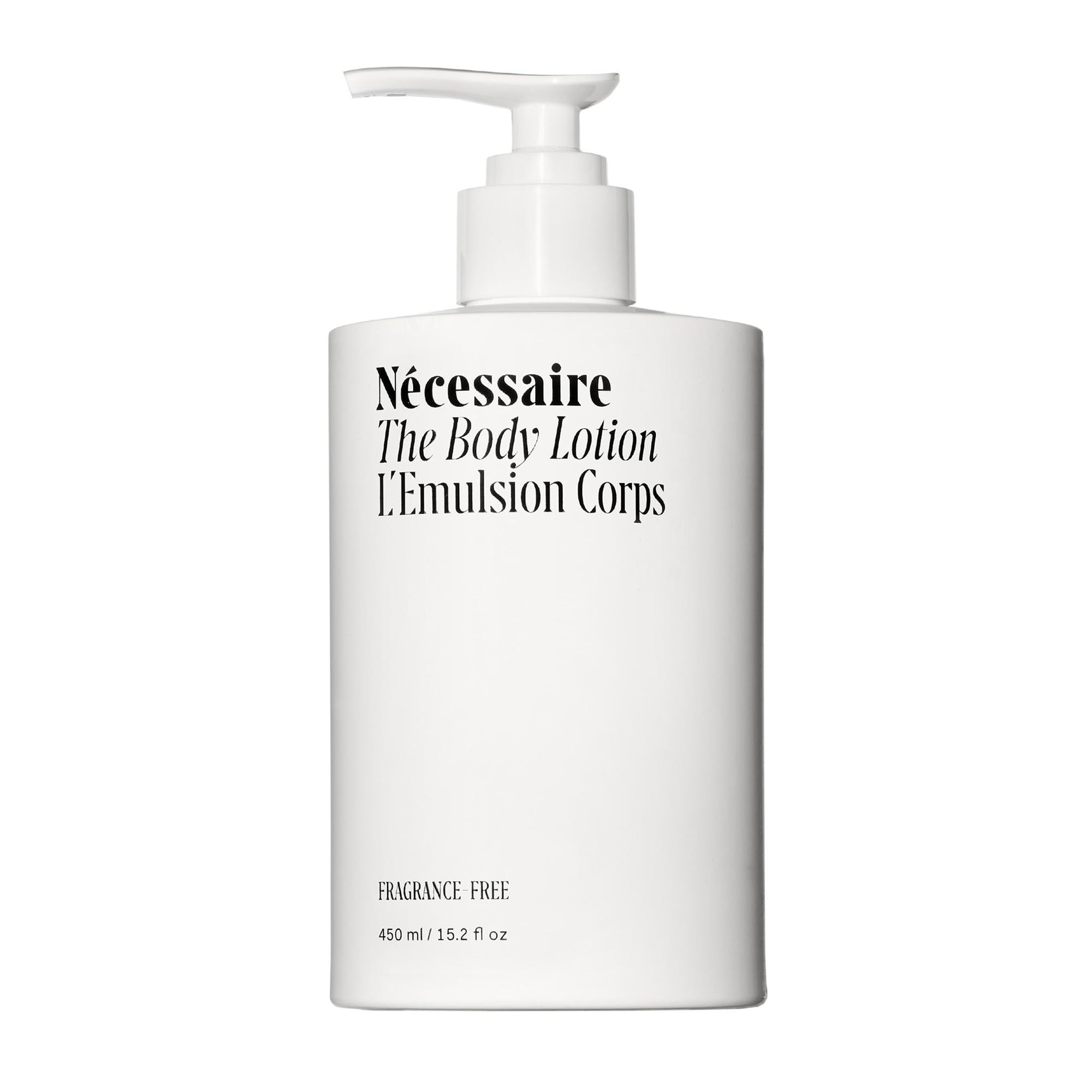Nécessaire fragrance-free body lotion bottle pump for easy daily use.