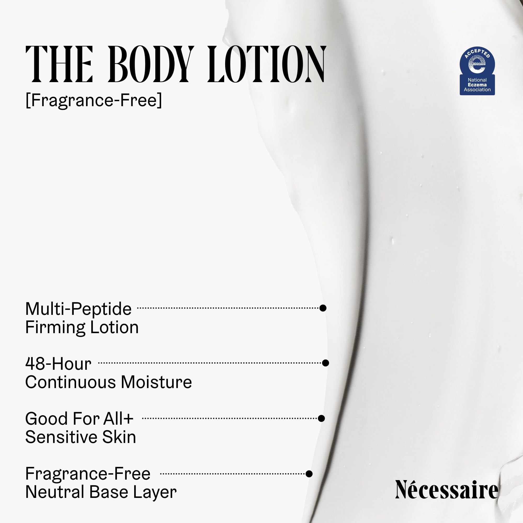 Nécessaire body lotion with plant oils rich in vitamins A, C, E.