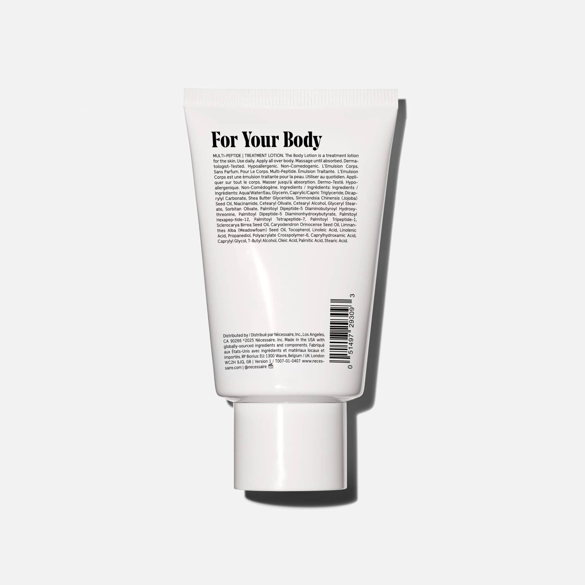 Nécessaire The Body Lotion texture close-up showing lightweight, fast-absorbing formula.