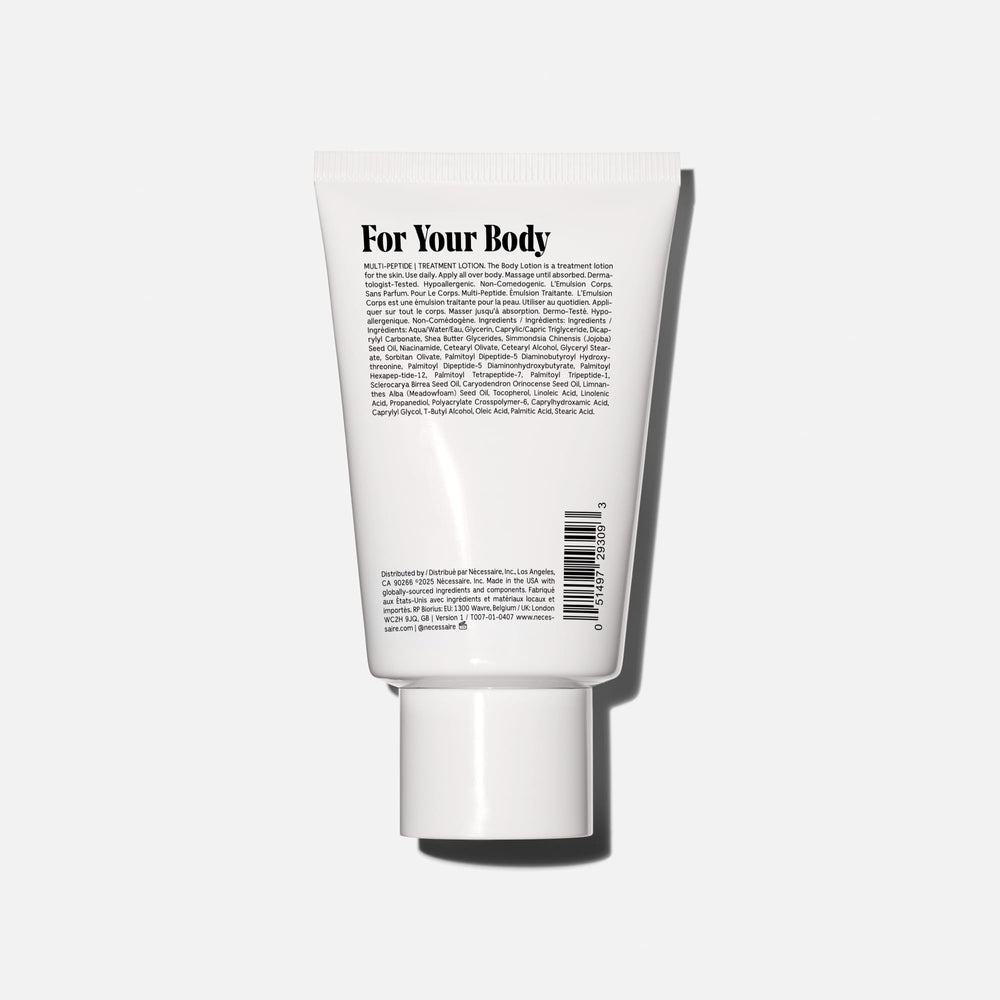 Nécessaire The Body Lotion texture close-up showing lightweight, fast-absorbing formula.