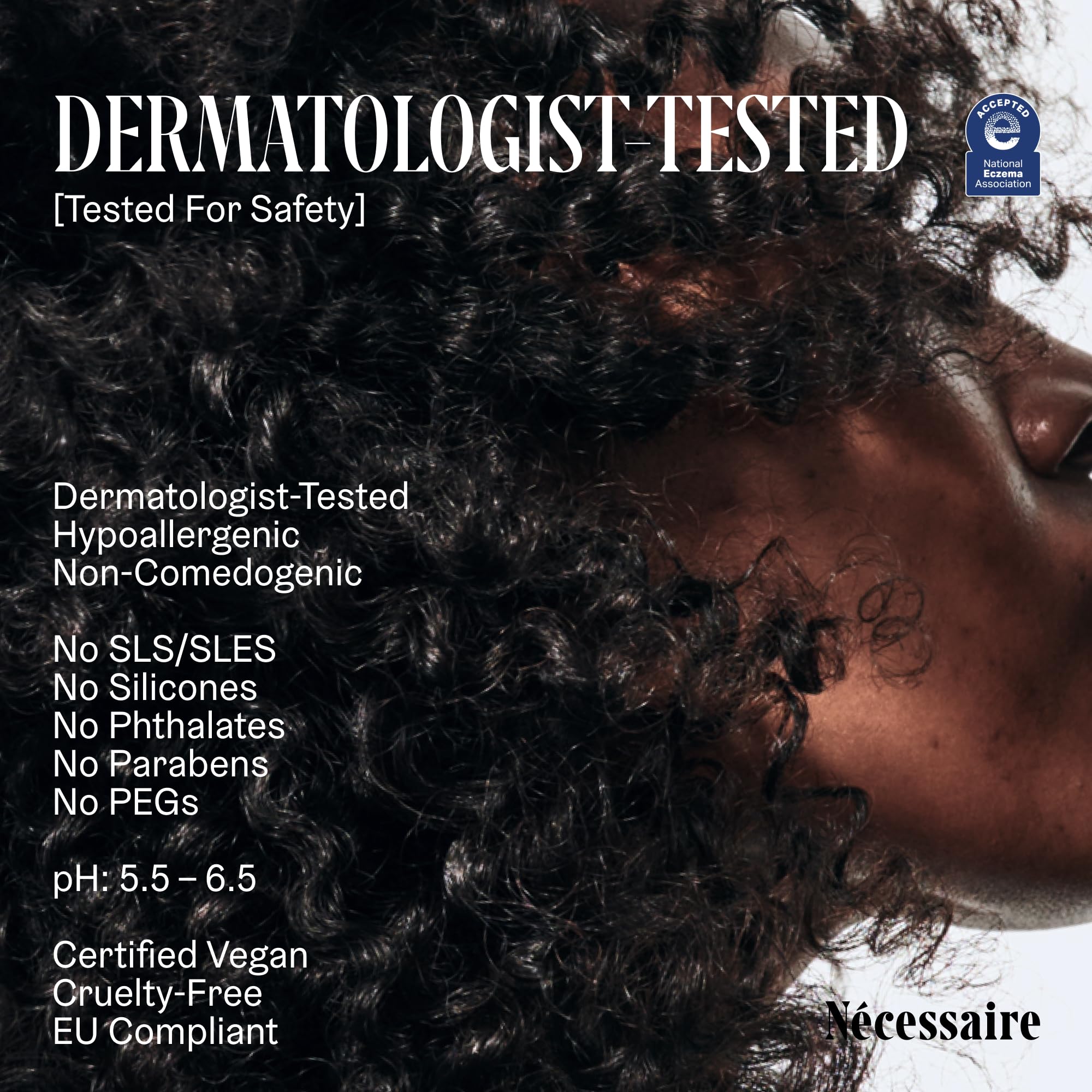 National Eczema Association seal signals eczema-safe option from Nécessaire Shampoo.