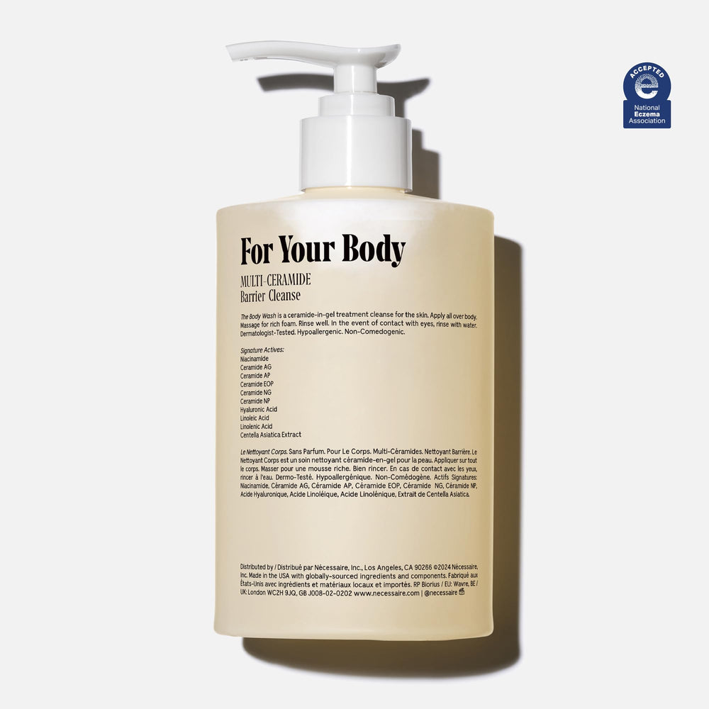 Nécessaire fragrance-free body wash pump for easy daily use.
