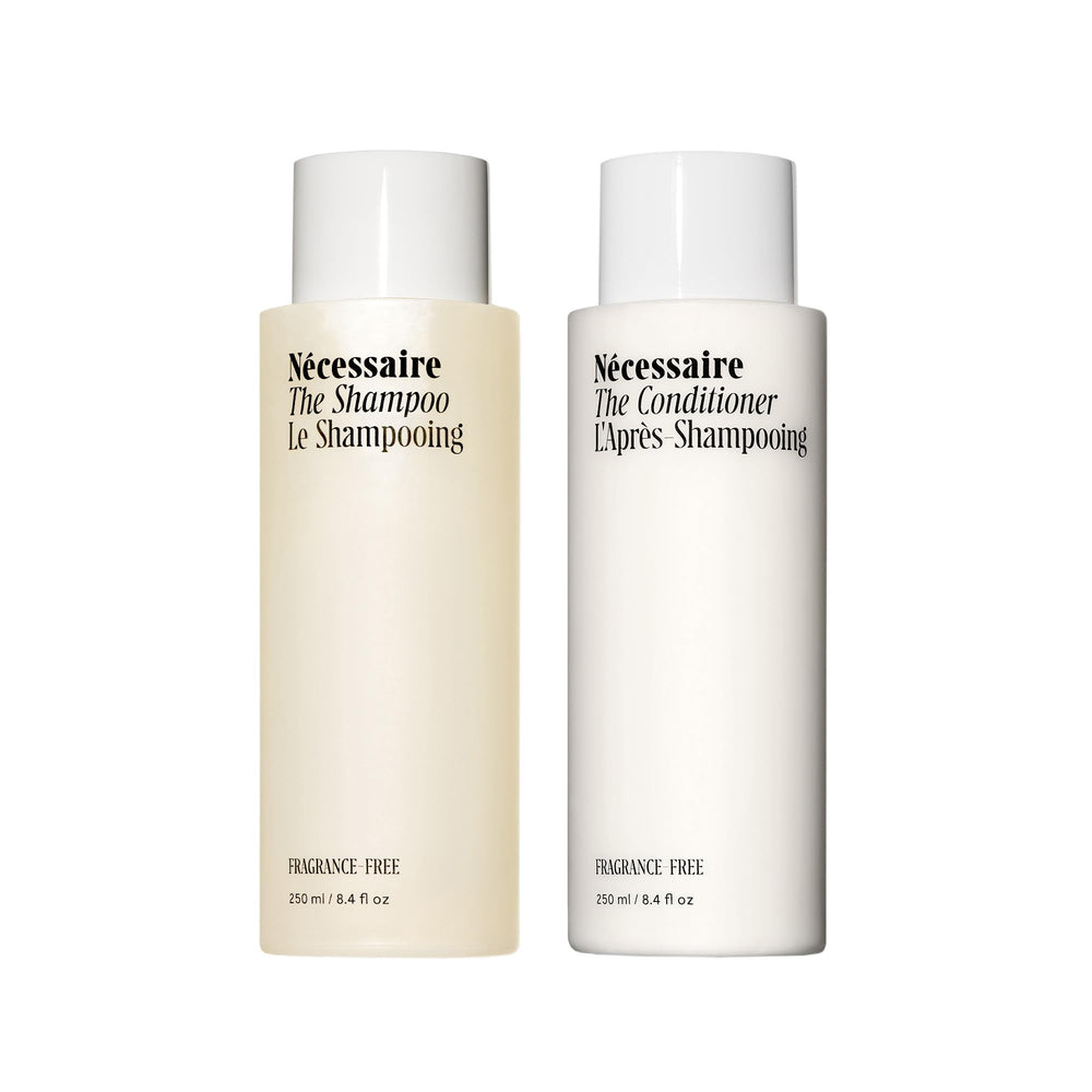 Nécessaire Hair Duo shampoo bottle for gentle hydrating scalp cleansing.