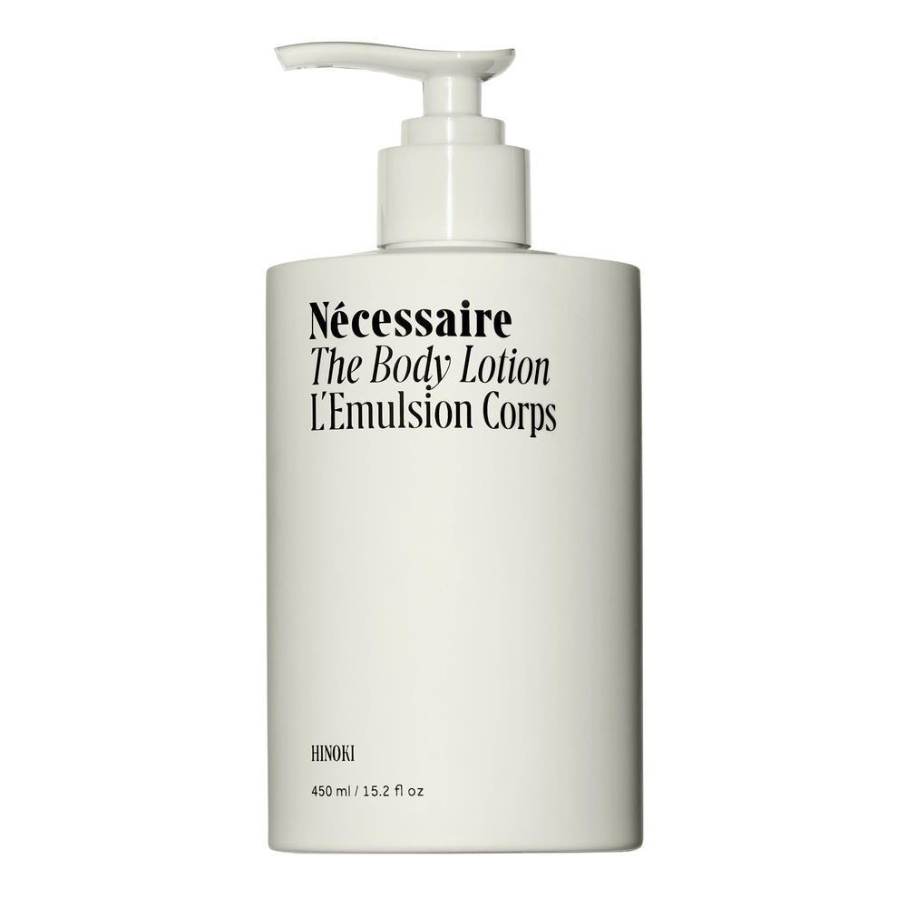 Nécessaire Hinoki lotion bottle for daily hydration.