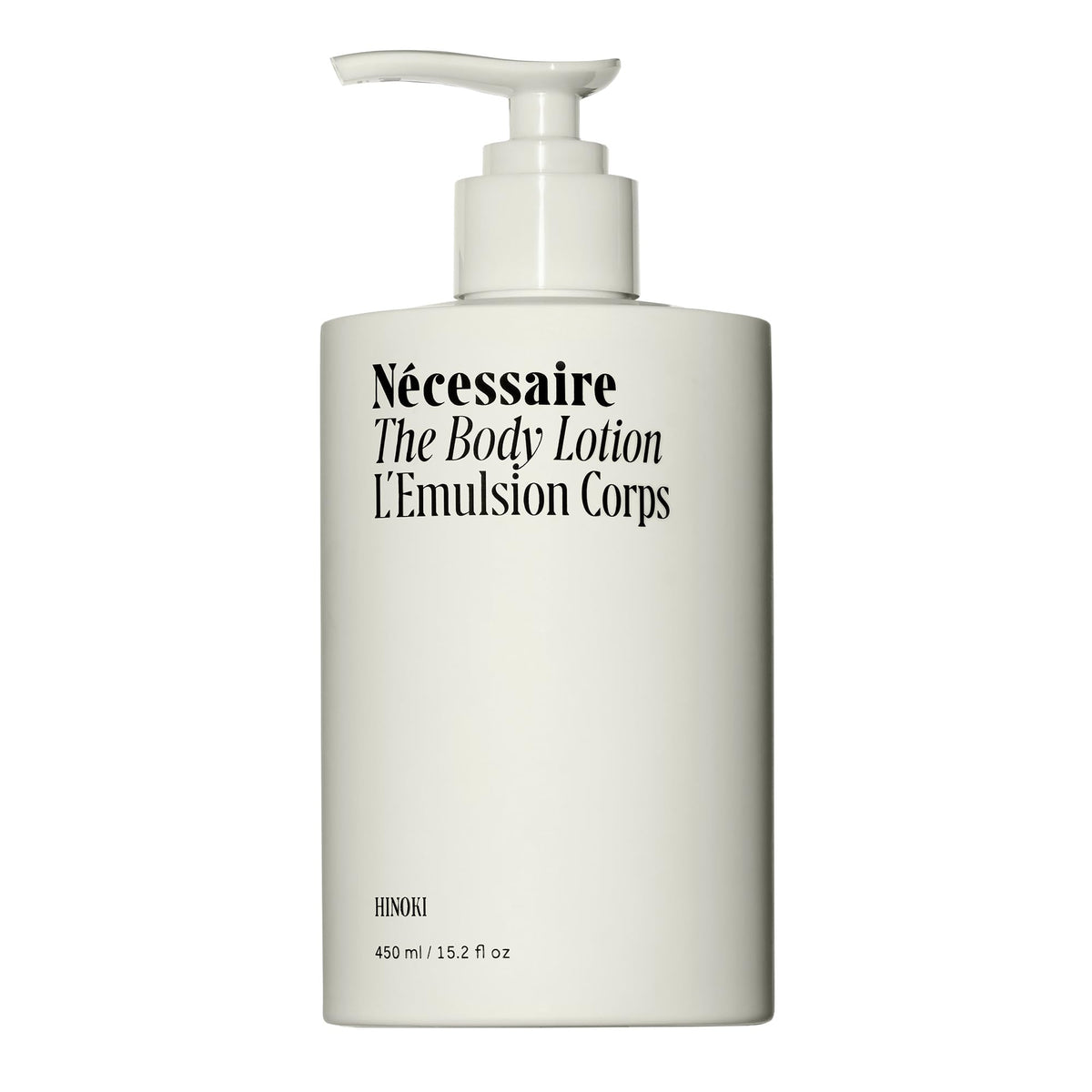 Nécessaire Hinoki lotion bottle for daily hydration.