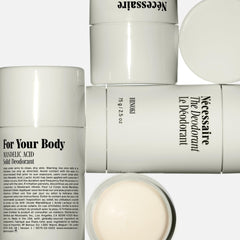 Nécessaire Hinoki deodorant packaging label highlighting vegan, clean ingredients
