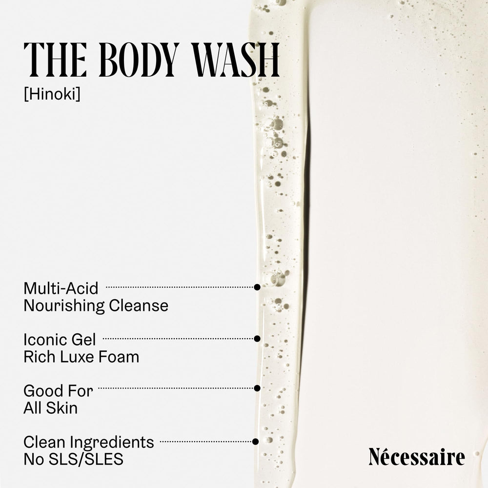  Niacinamide included in Nécessaire Hinoki Body Wash for balanced skin