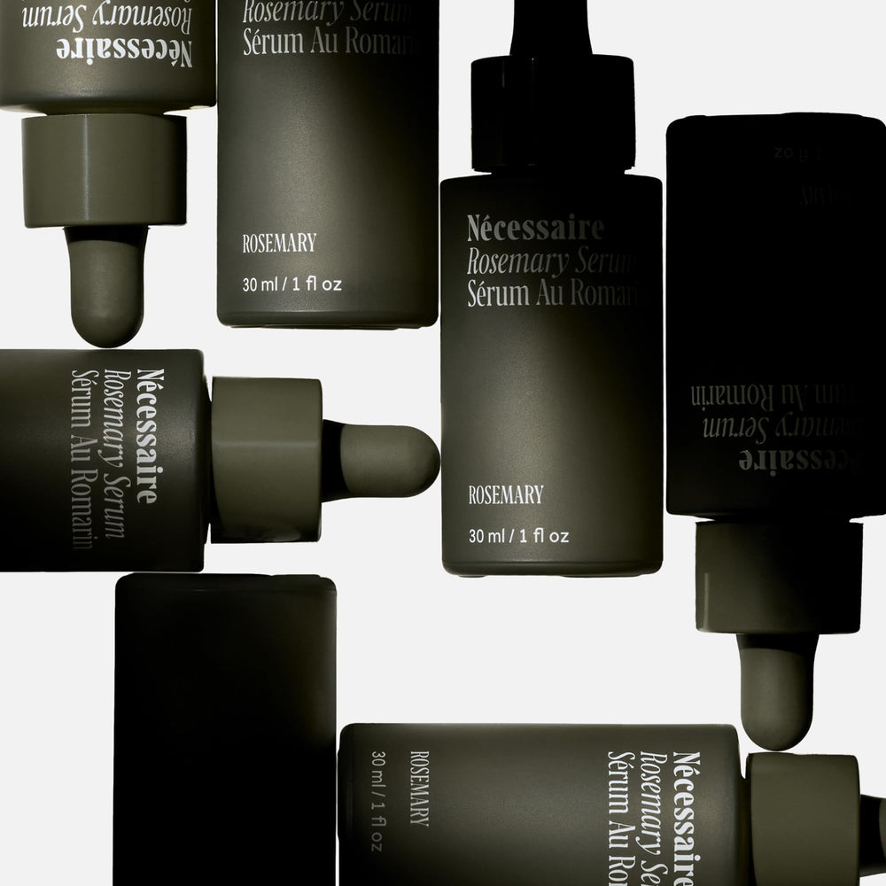 Nécessaire Rosemary Serum application top view highlights daily use for healthier-looking hair