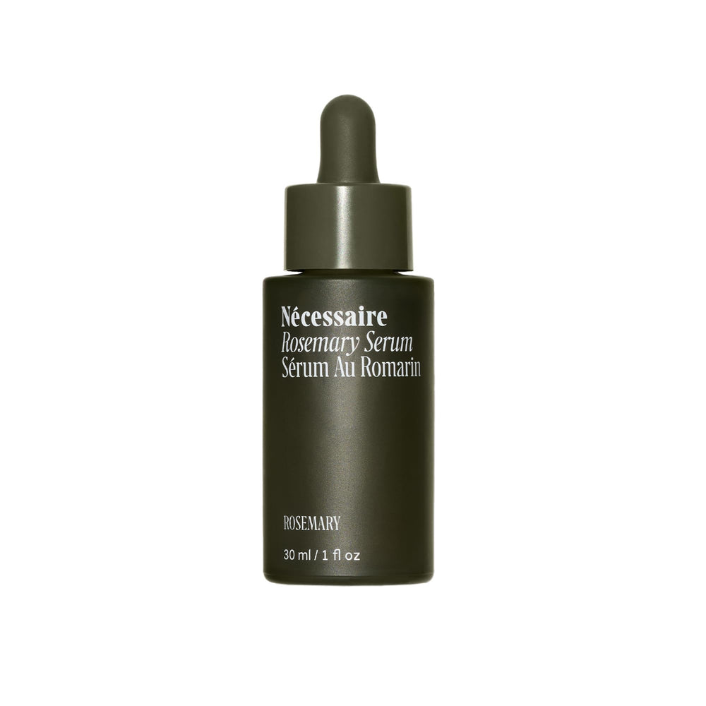 Nécessaire Rosemary Serum bottle front promotes a denser, fuller-looking appearance