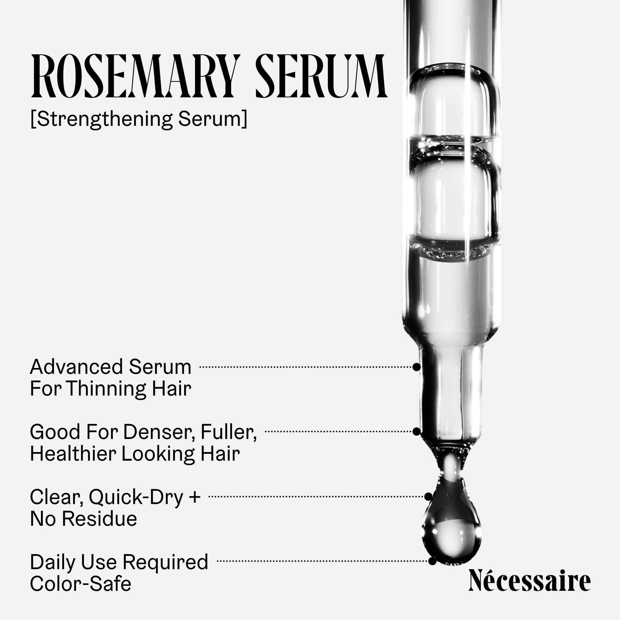 Nécessaire Rosemary Serum close-up texture showcases light, quick-dry formulation