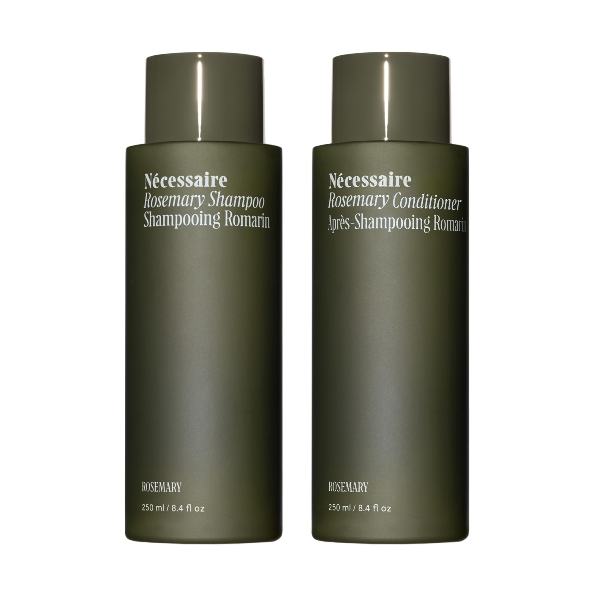Nécessaire Rosemary Shampoo bottle shows color-safe, sulfate-free cleansing for hair care.