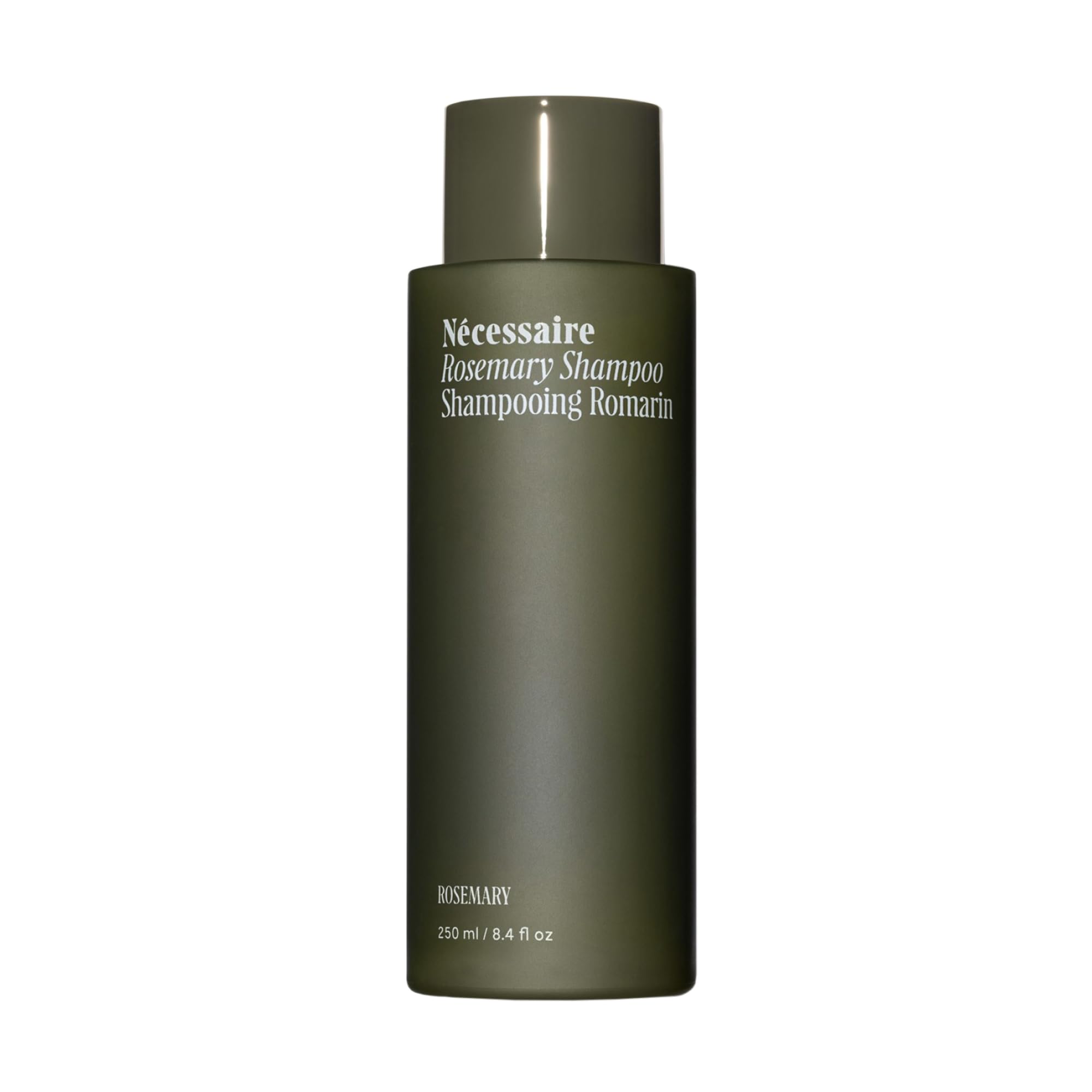 Nécessaire Rosemary Shampoo bottle showcasing a sulfate-free, color-safe cleanse.