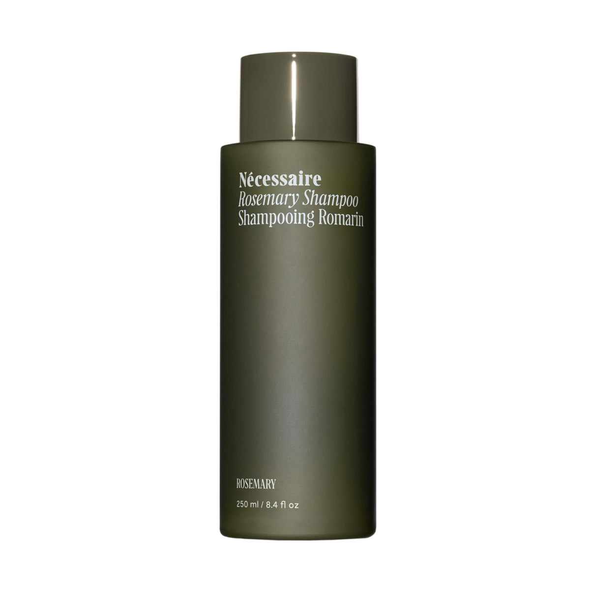 Nécessaire Rosemary Shampoo bottle showcasing a sulfate-free, color-safe cleanse.