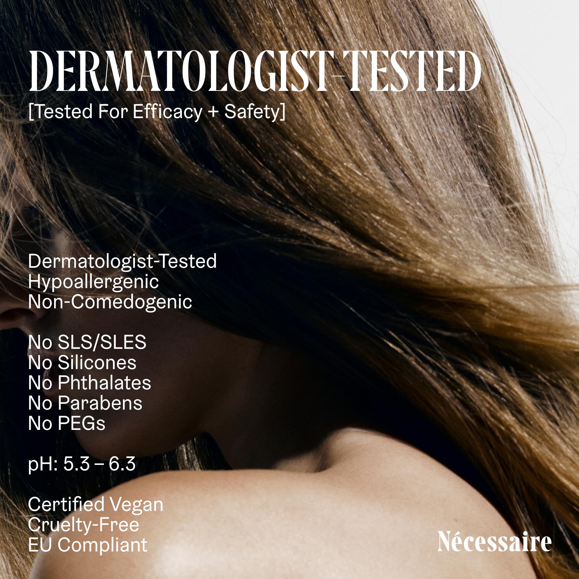 Nécessaire Rosemary Shampoo texture close-up highlights ceramides and proteins.