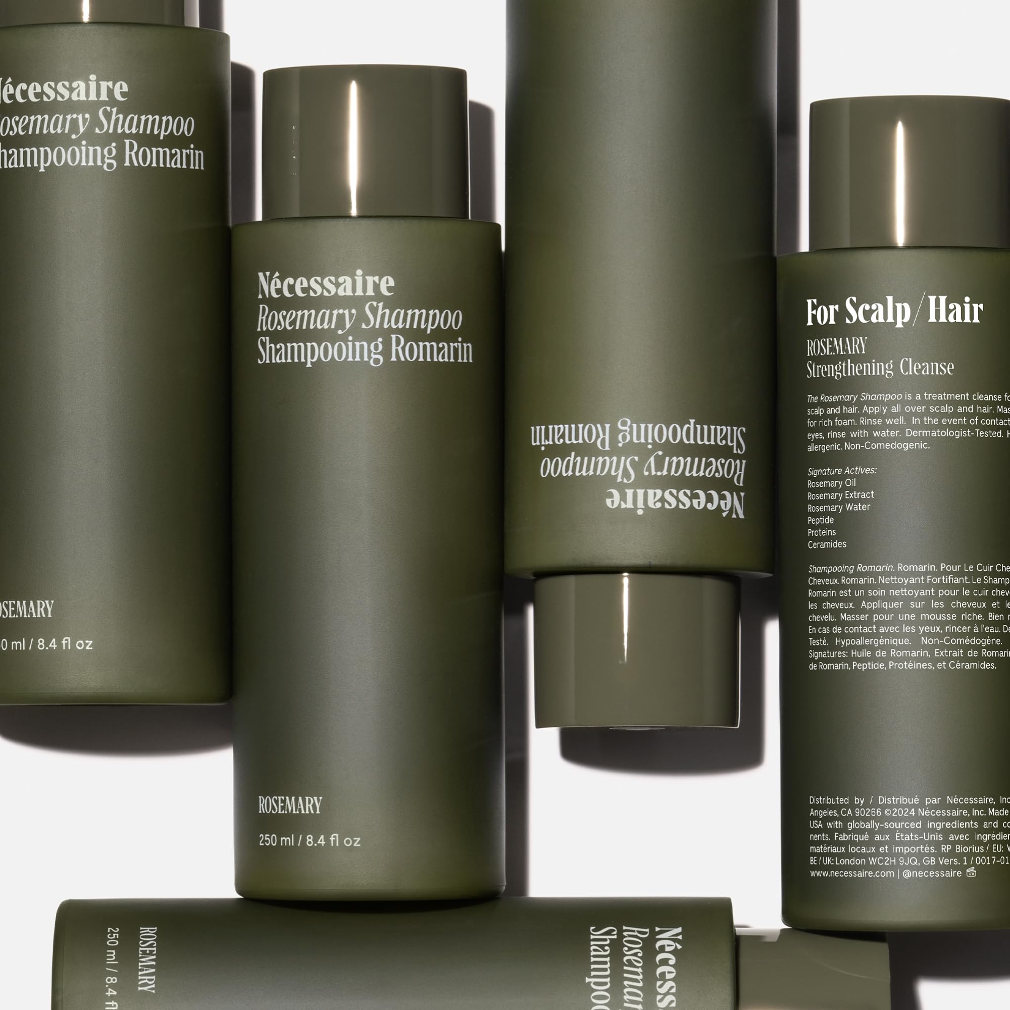 Nécessaire Rosemary Shampoo ingredients highlight ceramides and proteins for strength.
