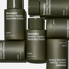 Nécessaire Rosemary Shampoo rosemary ingredients close-up highlights plant-based formula.