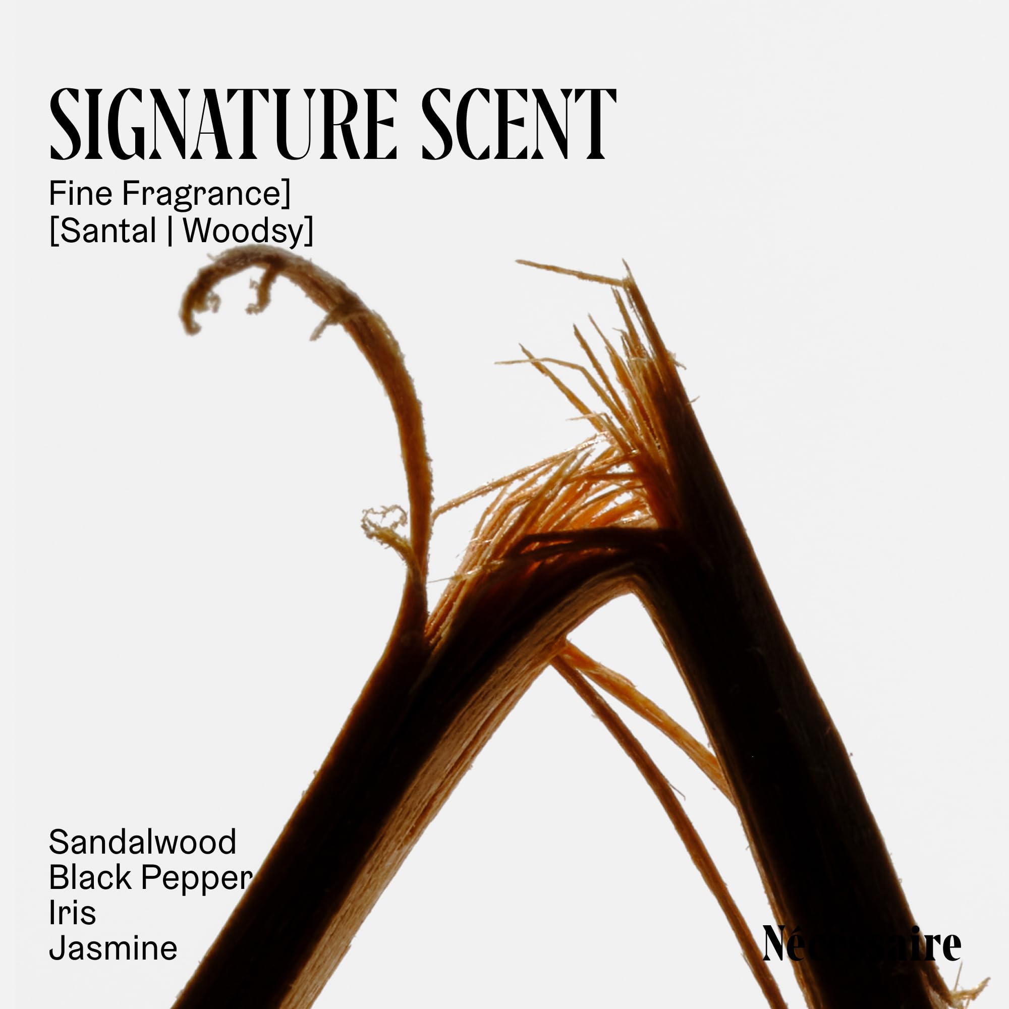 Nécessaire Santal label detail emphasizes vegan, clean formula