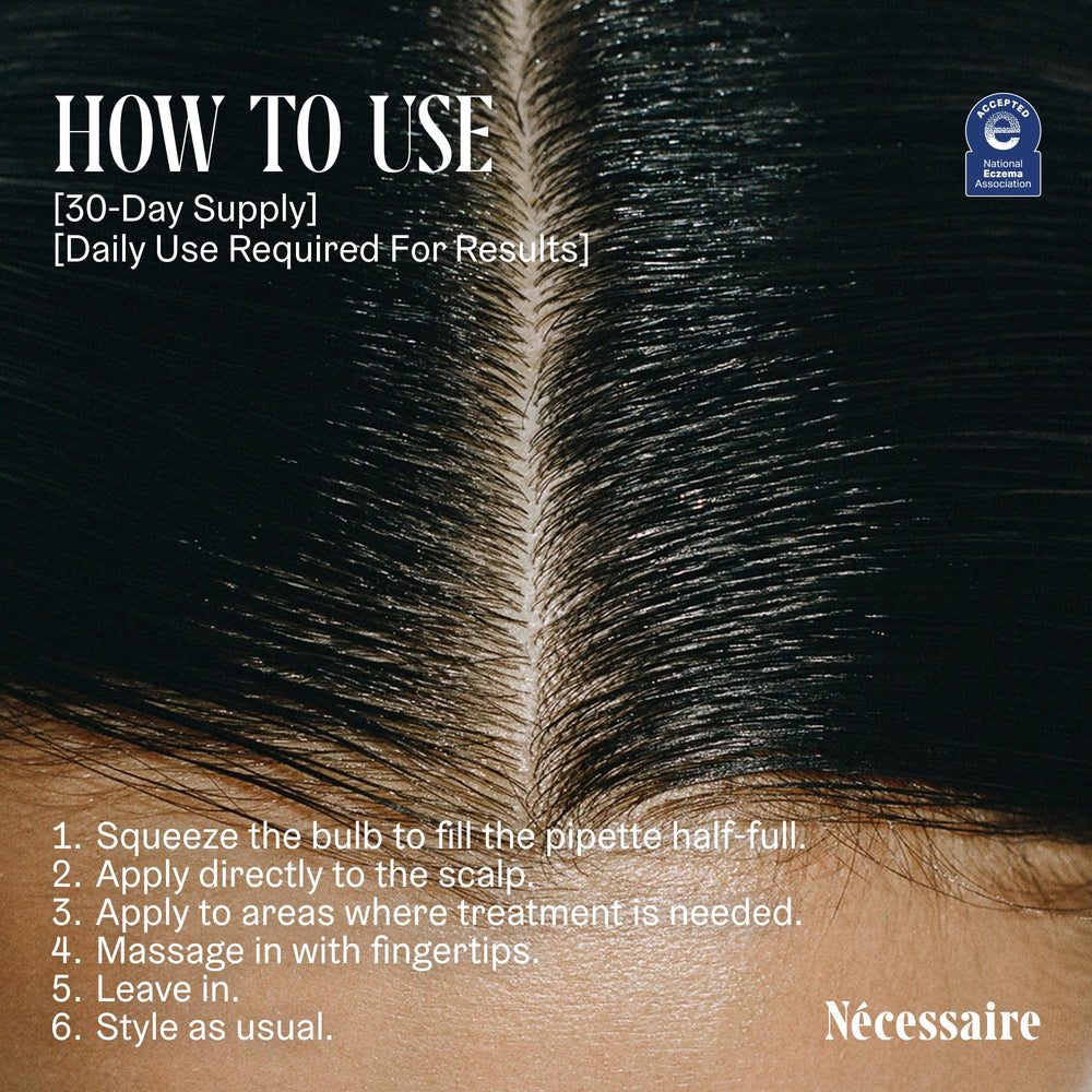 Nécessaire Scalp Serum vegan seal image signals cruelty-free, plant-based formulation.