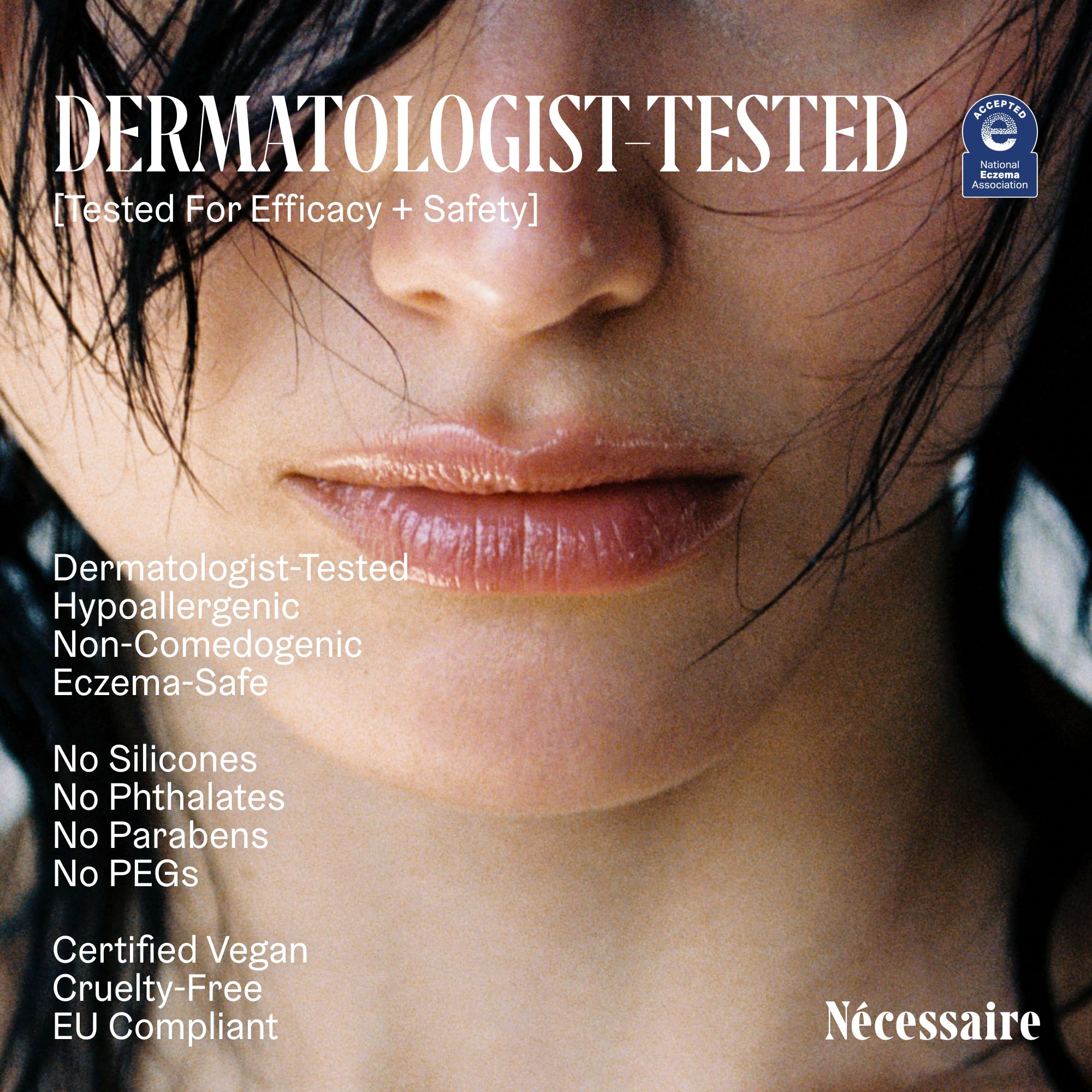 Nécessaire The Lip Balm on sensitive lips, eczema-friendly formula.