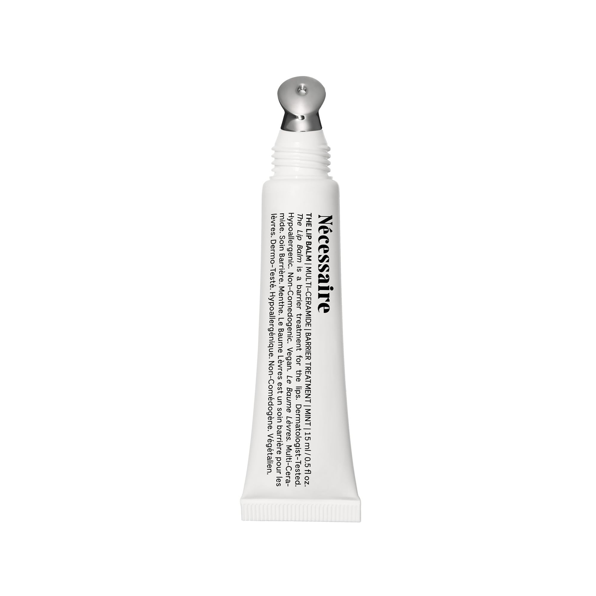 Nécessaire The Lip Balm packaging and branding highlight premium hydration.